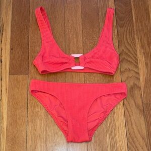 Aerie Vibrant Coral Bikini Top and Bottom NWOT